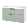 Dreja Umyvadlová skrinka PORTO SZZ2 100 - L01 Biela vysoký lesk / Úchytka T37 / L20 Mint Grey vysoký lesk