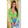 Sexi top Koucla Crop Top s výrezmi a šnurovaním lightgreen Einheitsgroesse