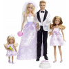 LALKA BARBIE SVADOBNÁ SADA MLADÁ PARA 4 bábiky - Barbie, Ken, Chelsea, Stacie