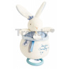 Plyšový zajačik s melódiou Bunny Sailor Music Box Perlidoudou Doudou et Compagnie modrý 14 cm v darčekovom balení od 0 mes DC3520