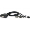 Aten 2-port DVI KVM USB mini, integrované kabely CS-22D