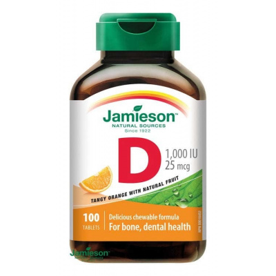 Jamieson Vitamín D3 1000 IU pomaranč cmúľací 100 tabliet