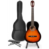 Max SoloArt Klasická akustická gitara s gitarovým stojanom a opierkou nôh - Farba Sunburst