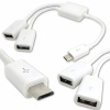 Adaptér Hub OTG 2x USB - micro USB biely rozbočovač myš klávesnica pen