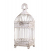 Chic Antique Krémová antik dekoratívna zdobená vtáčia klietka - 12*12*32 cm - Chic Antique
