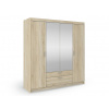 Wilsondo Šatníková skriňa so zrkadlom Elenas 4D 176 x 190 x 53 cm - dub sonoma