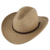 Fiebig - Headwear since 1903 Mäkký béžový klobúk v štýle western - tvárny (tvarovateľná krempa) s drôtom po okraji a koženým remienkom Veľkosť: 59 cm (L)