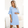 Numoco NEVA Trapézové šaty so zaväzovaním na rukávoch - svetlomodré 217-11 Farba: modrá - svetlo, Veľkosť: L