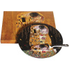 Home Elements Porcelánový tanier s lyžicou na tortu Klimt Bozk tmavý