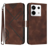 Peňaženkové kožené puzdro Line Pattern na Xiaomi Redmi Note 13 Pro 4G - Kávová