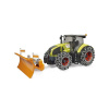 Bruder Claas Axion 950 so snehovými reťazami a radlicou