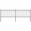 vidaXL Záhradný plot s oblúkovým zakončením, oceľ 3,4x1 m, čierny - Čierna - 181750-115861