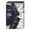 Nivea Men Deep Care Clean sprchový gél 250 ml + Nivea Men Deep Darkwood antiperspirant sprej 150 ml, kozmetická sada pre mužov