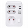 Solight rozbočka, 1x 16A + 2x 2,5A, 2xUSB A+C, biela, vypínač P109C