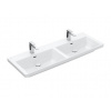 Villeroy & Boch Subway 3.0 - Dvojumývadlo nábytkové, 130x47 cm, s prepadom, otvory na batérie, alpská biela 4A71D501