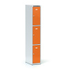 Alfa 3 Šatníková skrinka S6 s úložnými boxami, 3 boxy, 1800 x 300 x 500 mm, otočný zámok, oranžové dvere