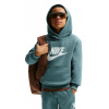 Chlapčené mikiny Nike Kids Sportswear Club Fleece - mineral slate/white - Tyrkysový (M)