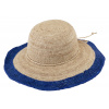 Fiebig - Headwear since 1903 Dámsky letný slamený klobúk Cloche s farebným lemom - Crochet Cloche Royal Blue Veľkosť: Unisize (S-XL)