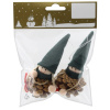 GEROMA Vianočná ozdoba škriatkovia polyester a šišky zeleno-hnedá 12 cm, 2 ks