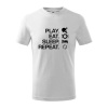 Stolný tenis - eat sleep - Tričko detské bavlnené - 134 cm/8 rokov ( Biela )