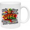 Keramický hrnček s potlačou „Otec – Kráľ, Hrdina, Opora“