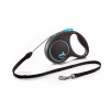 FLEXI Black Design S 5 m modrá samonavíjacia vôdzka pre psy do 12 kg s lankom