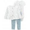 CARTERS CARTER'S Set 3dielny mikina, tepláky, body kr. rukáv White Flowers dievča LBB PRE, veľ. 46