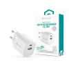 Sieťový nabíjací adaptér Devia USB-A + zásuvka typu C, GaN, PD3.0, QC3, 30 W, biely