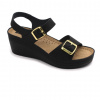 1130 Zdravotné celokožené sandále na platforme 38 - 24,5cm, čierna, 6,5 cm