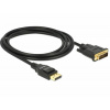 Delock DisplayPort / DVI kabel Konektor DisplayPort, DVI-D 24 plus 1pol. Zástrčka 2 m černá 85313 pozlacené kontakty, kroucený , třížilový stíněný, 4K UHD Kabel