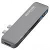 Promate USB (3.1), USB typ C hub 7-port MacHub-Pro šedý USB 3.1, USB 3.0, Thunderbolt 3,TF, SD,