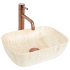 Rea BELINDA MINI TRAVERTINE MATT UMÝVADLO NA DOSKU 36cm, imitácia kameňa keramické REA-U4700