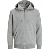 JACK & JONES 3907 / Unisex mikina na zips - light grey melange XL