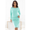 Numoco 189-12 Mikinové šaty s dlhým rukávom – mentolové Veľkosť: XL