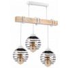 BERGE LED závesné stropné svietidlo, drevený trám, 3xE27 loft - biela
