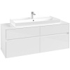 VILLEROY & BOCH Collaro závesná skrinka pod umývadlo na dosku (umývadlo v strede), 4 zásuvky, 1400 x 500 x 548 mm, Glossy White, C09200DH