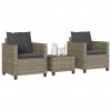 3dílný bistro set s poduškami šedý polyratan Šedá 4003898