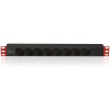 Techly I-CASE STRIP-81V2 napäťová distribučná jednotka (PDU) 8 AC zásuvky/AC zásuviek 1U Čierna, Červená (107746)
