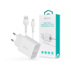 Sieťový nabíjací adaptér Devia 2 x zásuvka USB-A + kábel Lightning, 1 m, 2,4 A, biely