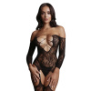 Le Désir Criss Cross Neck Bodystocking Black