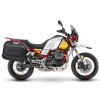 SHAD Kompletná sada bočných čiernych hliníkových kufrov SHAD TERRA BLACK, 36/47 l litrov, vrátane montážnej sady SHAD MOTO GUZZI V 85 TT