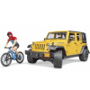 Bruder 2543 Jeep Wrangler Rubicon Unlimited s horským bicyklom a cyklistom