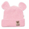 Pletená bavlněná čiapka s uškami, dvojvrstvová, Hand Made Baby Nellys, ružová 80-86 (12-18m)