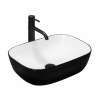 Rea BELINDA BLACK/WHITE UMÝVADLO NA DOSKU 46,5cm, čierno-biele keramické REA-U6332