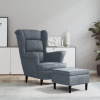 Kreslo wingback s podnožkou tmavosivé zamatové-ForU-3115932
