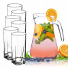 Kadax Sklenený džbán 1,4 l so 6 pohármi – štýlová súprava na limonádu a drinky