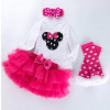 Detský komplet - Detská súprava CCA 62 biela, ružová 4 ks. (Body Dress Birthday Set myš Minnie 62)