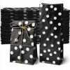VRECKÁ NA SLADKOSTI 10x6x26cm Čierne s Bodkami Papierové Tašky EKO