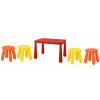 IKEA MAMMUT Červený stôl + 4 taburetky pre deti (IKEA MAMMUT Červený stôl + 4 taburetky pre deti)