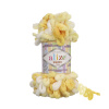 Pletacia priadza Alize Puffy color 100g žlto biela 5921